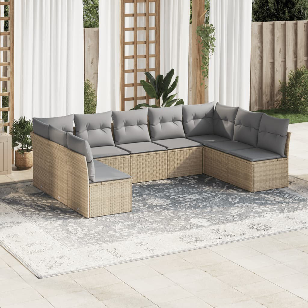 Vidaxl 9-Tlg. Garten-Sofagarnitur aus Polyrattan mit Kissen