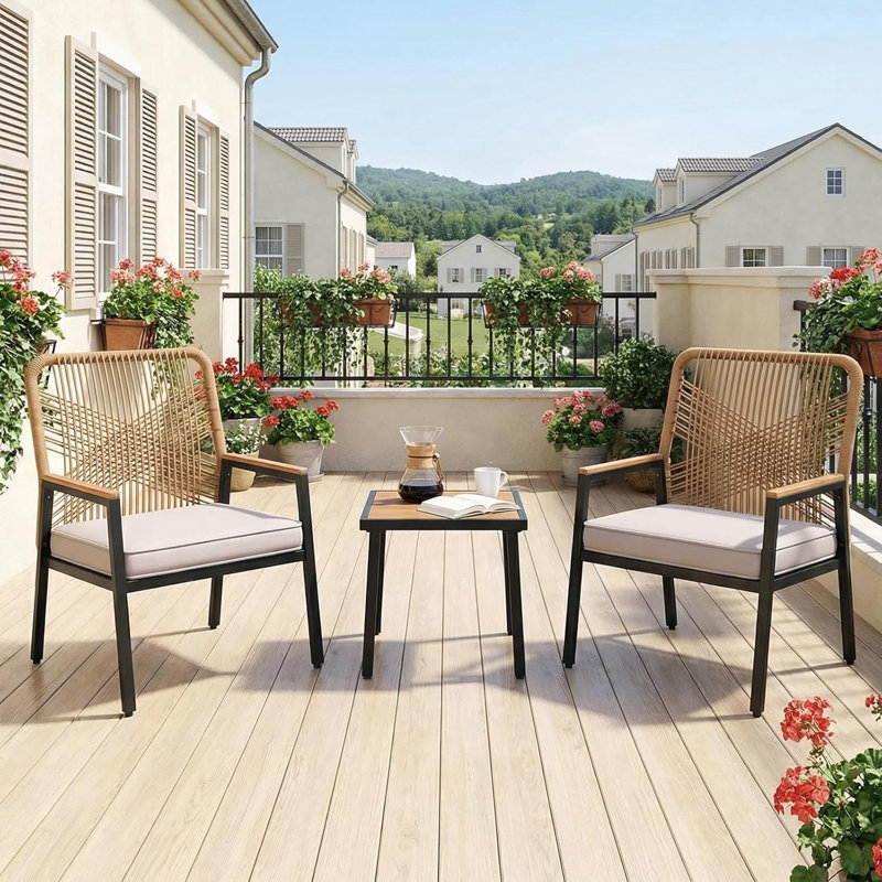 Outdoor Lounge Chair, Black/Brown, Beige