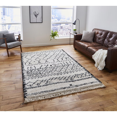 Bolles area rug Machine Woven Rectangle Black/White