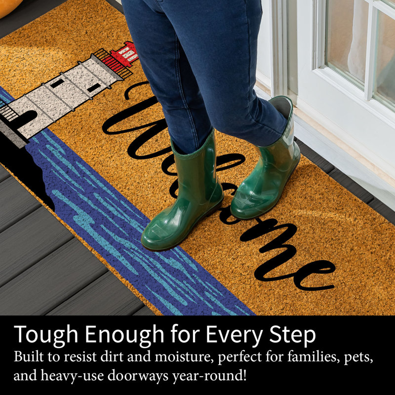 Tapis Coast Coast Coir, Bleu / noir / blanc / rouge / brun clair