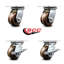 4 Inch High Temp Phenolic Swivel Caster Set with Roller Bearings 2 Brakes SCC