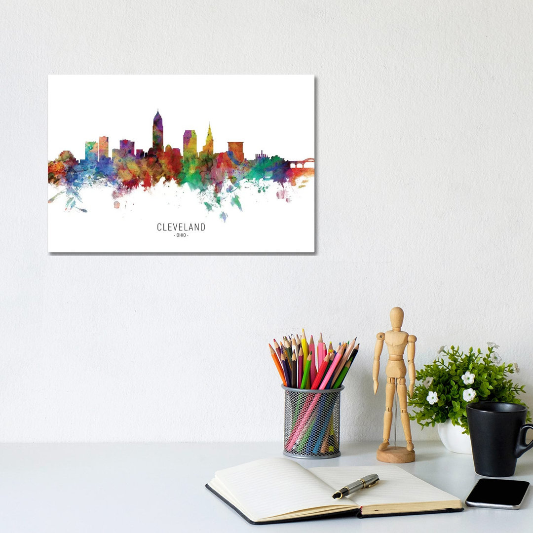 Cleveland Ohio Skyline by Michael Tompsett - Wrapped Canvas Print
