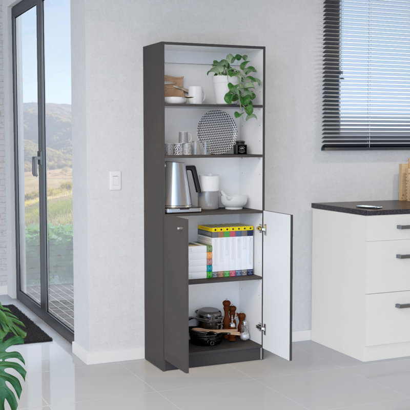 Bibliothèque 2 portes Vinton avec tablettes supérieures, Gray