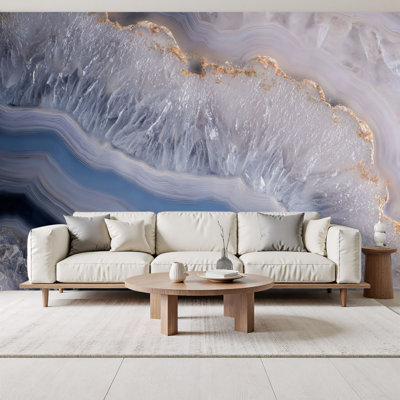 Papier peint auto-adhésif à vagues, agate grise, nature abstraite, arrière-plans, peintures murales amovibles auto-adhésives H 69 po x l 96 po, PVC, décoration pour chambre à coucher, salon