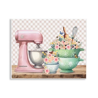 Art floral sur plaque murale de cuisine Vichy par Nicole DeCamp