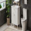 Meuble-lavabo 30 po avec lavabo, armoire de salle de bain avec portes à fermeture en douceur et tablette réglable, conception à profil courbé, pieds en bois d'hévéa, blanc-1835405743