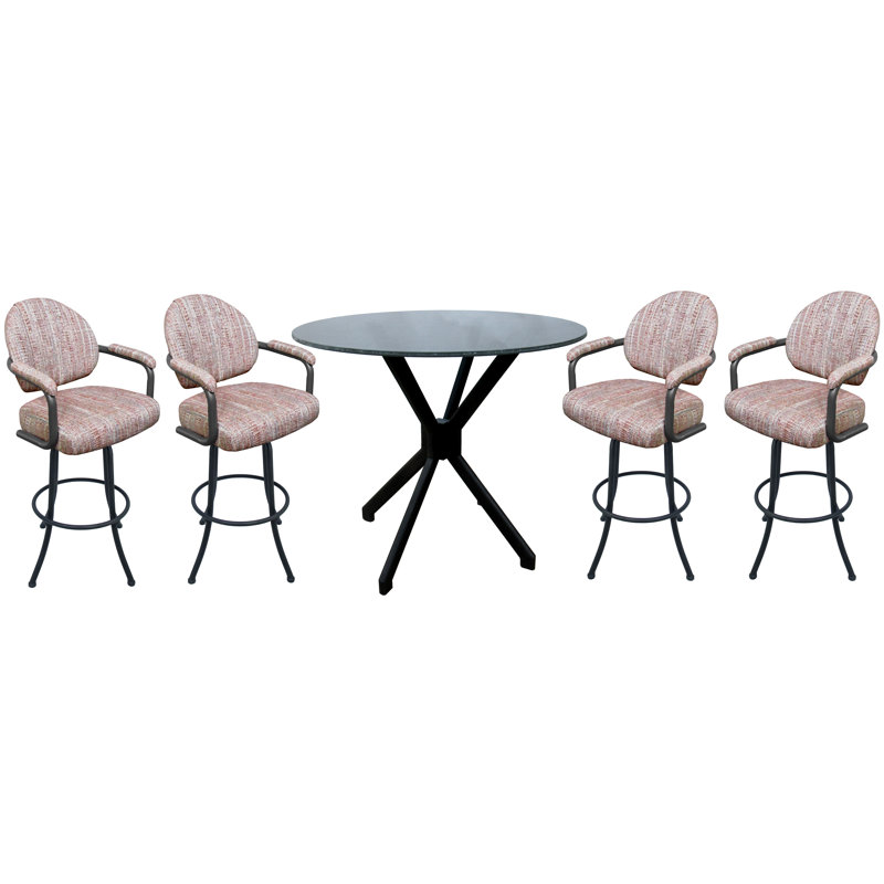Ensemble de salle à manger à hauteur de comptoir 4 personnes Rabette, Noir, Rose / noir