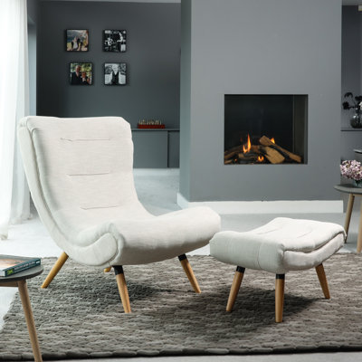 Sasha Upholstered Accent Chair with Footstool
