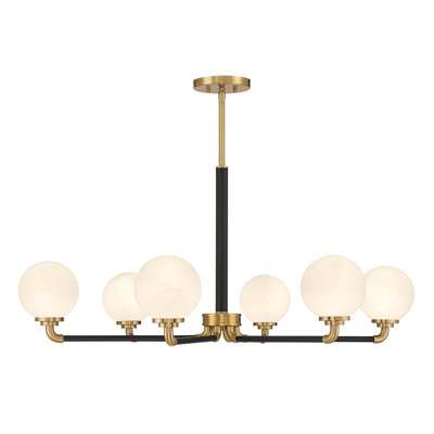 Byrum 6-Light Chandelier in Matte Black with Warm Brass Accents