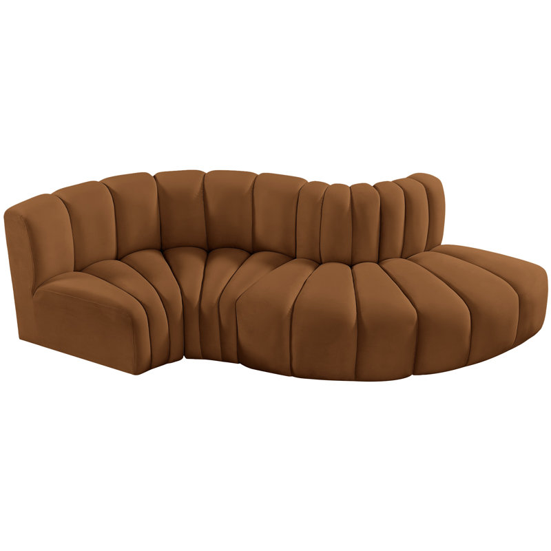 Houssam Upholstered Curved Sectional Reversible, Saddle Velvet