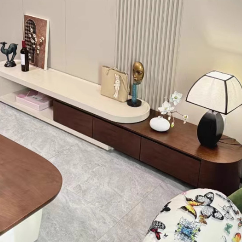 TV stand coffee table rounded corners, Black