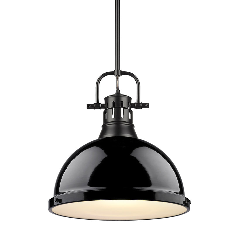 Luminaire suspendu dôme en acier à intensité variable 1 lumière Calico, Noir, noir, noir, noir, Noir mat