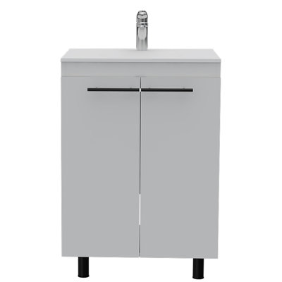 Armoire de meuble-lavabo autoportante rectangulaire à 2 portes Sienna