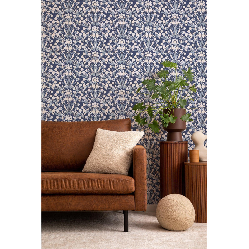 Nomad Snapdragon 10' L x 24" W Wallpaper Tile, Navy Blue, Non-pasted, Paper