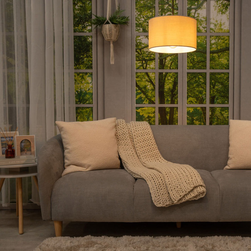 Symya 15cm H Cotton Round Lamp Shade ( Slip-On ), Beige
