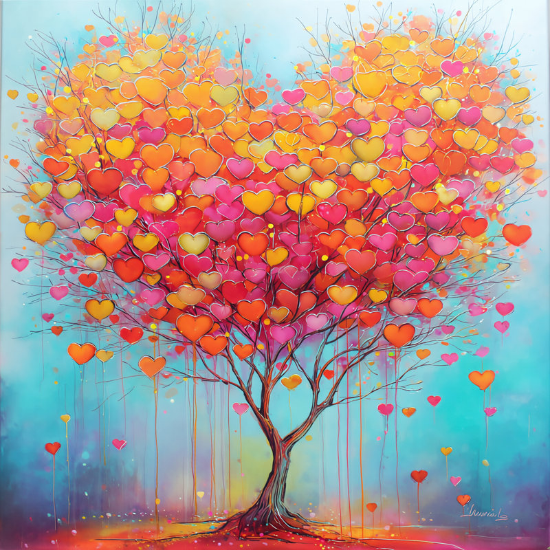 «Heart Tree Harmony», art mural sur toile tendue, 12 po L x 12 po H x 1 po P