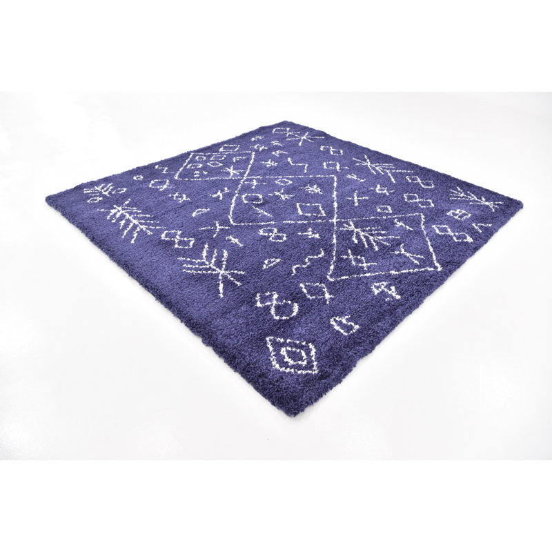 Jonnye Southwestern Area Rug, Square 8', Blue