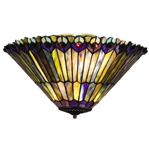 Tiffany Jeweled Peacock 3-Light Bowl Ceiling Fan Light Kit