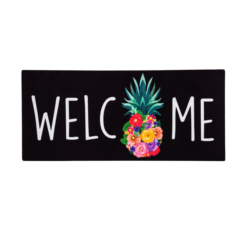 Summer Welcome Color Floral Pineapple Sassafras 22 in. x 10 in. Insert Door Mat