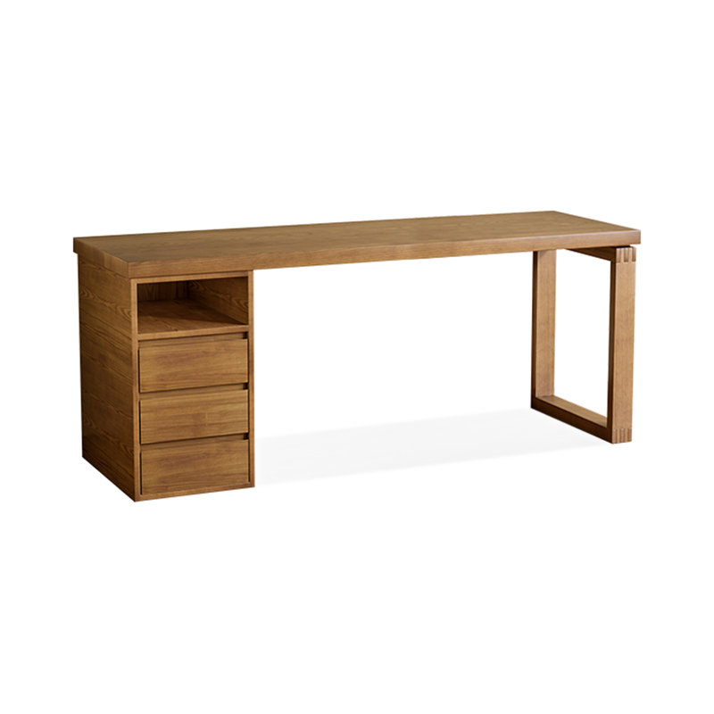 Light-walnut Rectangular Solid Wood desks, 29.53" H x 78.74" W x 23.62" D