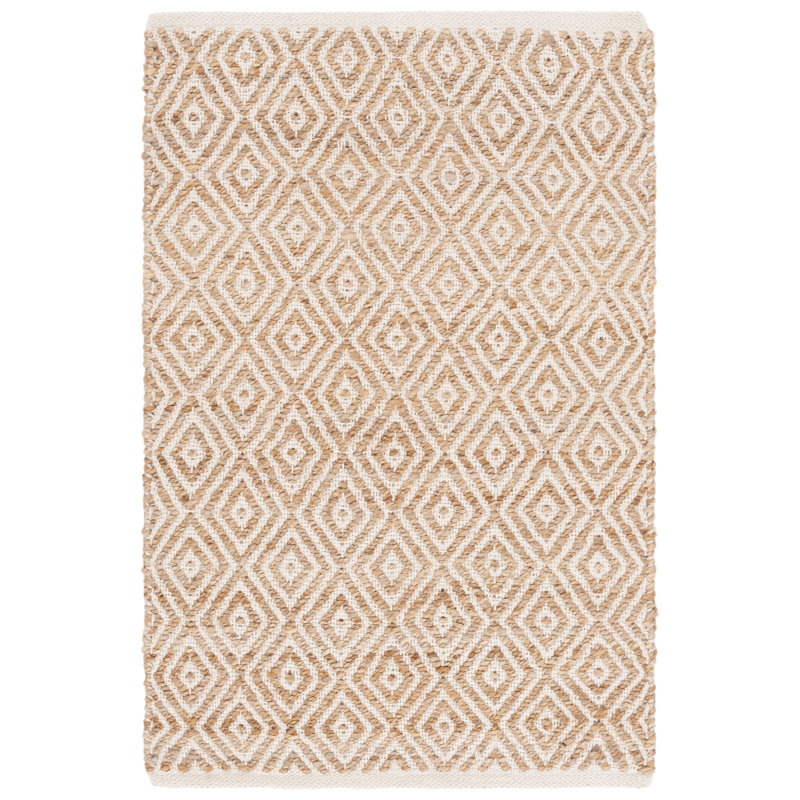 Natural Fiber 127 Hand Woven 70% Jute; 30% Cotton Geometric Rug, Rectangle 4' x 6'