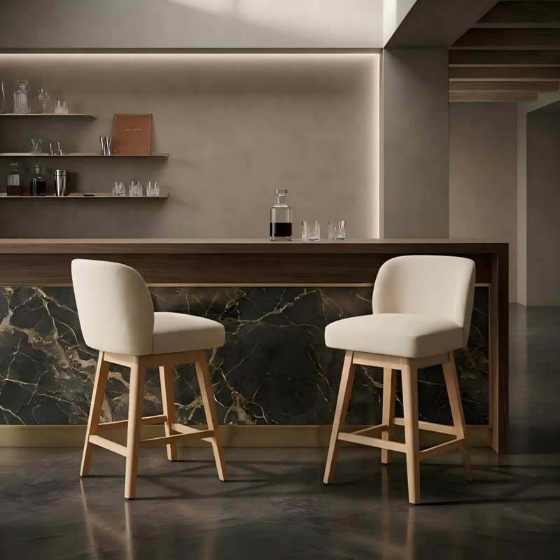 Swivel Counter Stool, Cream Polyester