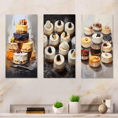 Delices Cheesecakes Dessert - Desserts, ensemble de 3 reproductions d'art en métal