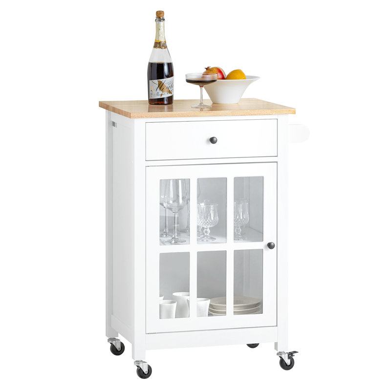 Kugler Solid Wood Top Kitchen Cart, White