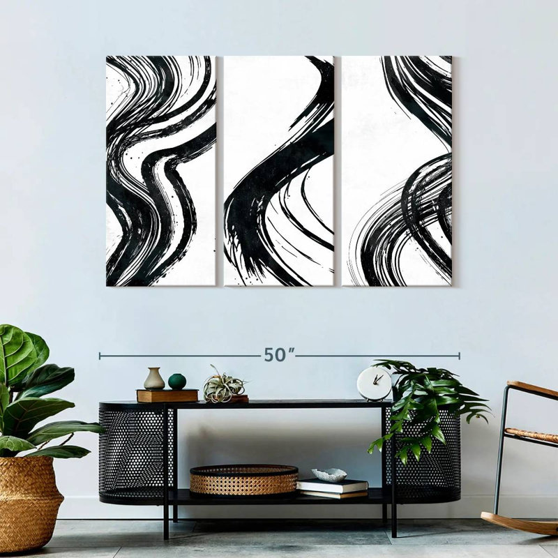 Impression sur toile Wispy Black Brush Strokes, H 50 po x l 32 po x P 1,25 po