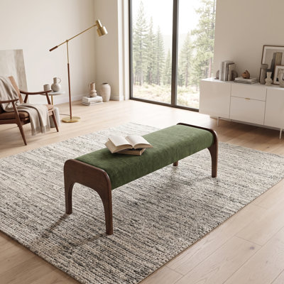 Elevate Your Space | Modern Upholstered Bench with Solid Wood Legs | Versatile Seating for Entryway, Dining, & Bedroom | Mid-Century Inspired Design