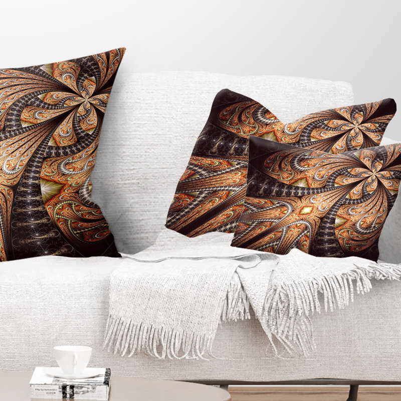  Coussin lombaire abstrait fleur symétrique fractale