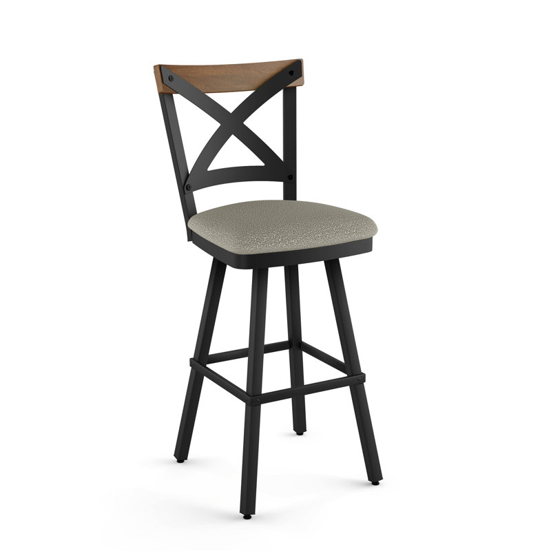 Karsten Swivel Counter & Bar Stool, Bar Stool (30.5" Seat Height), Brown Wood