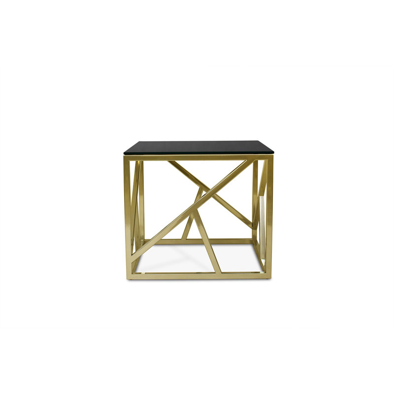 Goshorn Glass Top Frame End Table, Gold