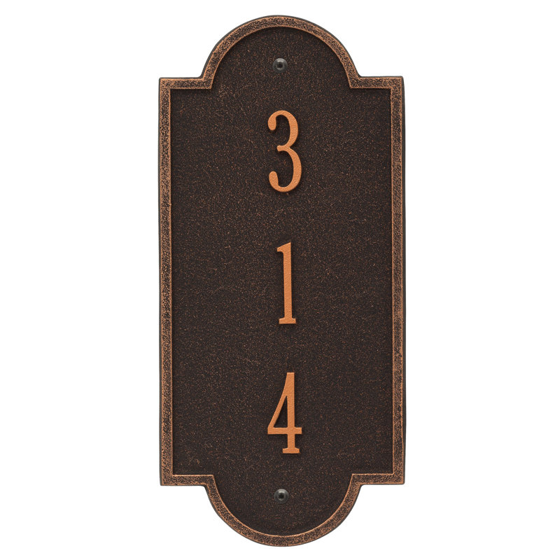Petite plaque d'adresse murale personnalisée sur 3 lignes Hagen, Oui, Bronze huilé