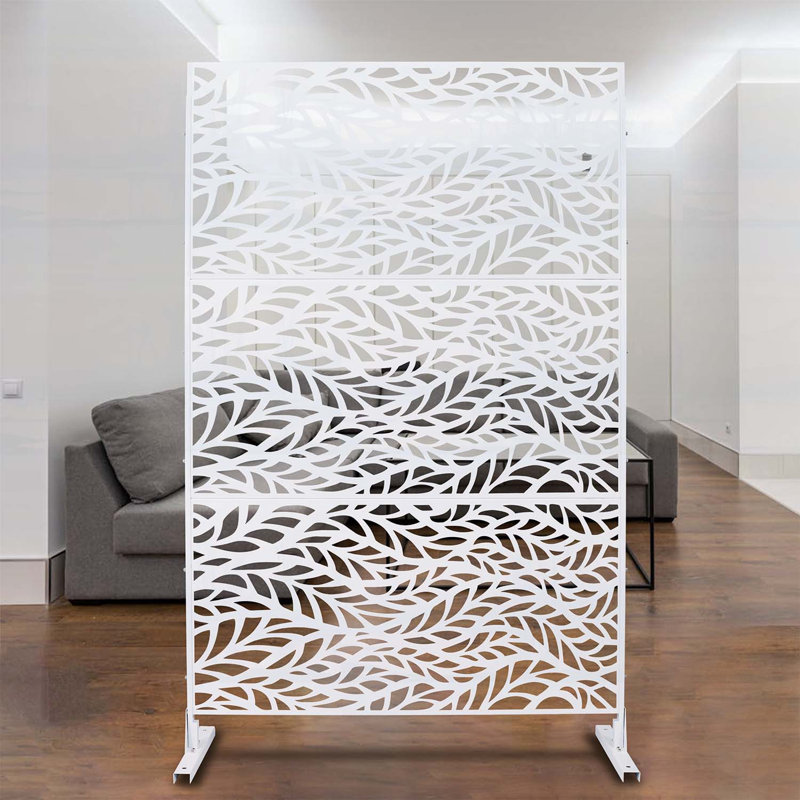 Écran d'intimité élégant en métal pour l'extérieur, idéal pour le patio et le jardin, White