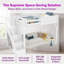 Lit mezzanine double en bois massif Unarosel avec garde-robe intégré, tablettes et escaliers-1247025117-1247025119
