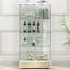 Vitrine moderne en verre avec grands tiroirs, armoire antique à assemblage rapide avec lumières DEL, bibliothèque en verre trempé, armoire de rangement à 2 portes avec 4 tablettes pour le salon et la chambre à coucher-130926510