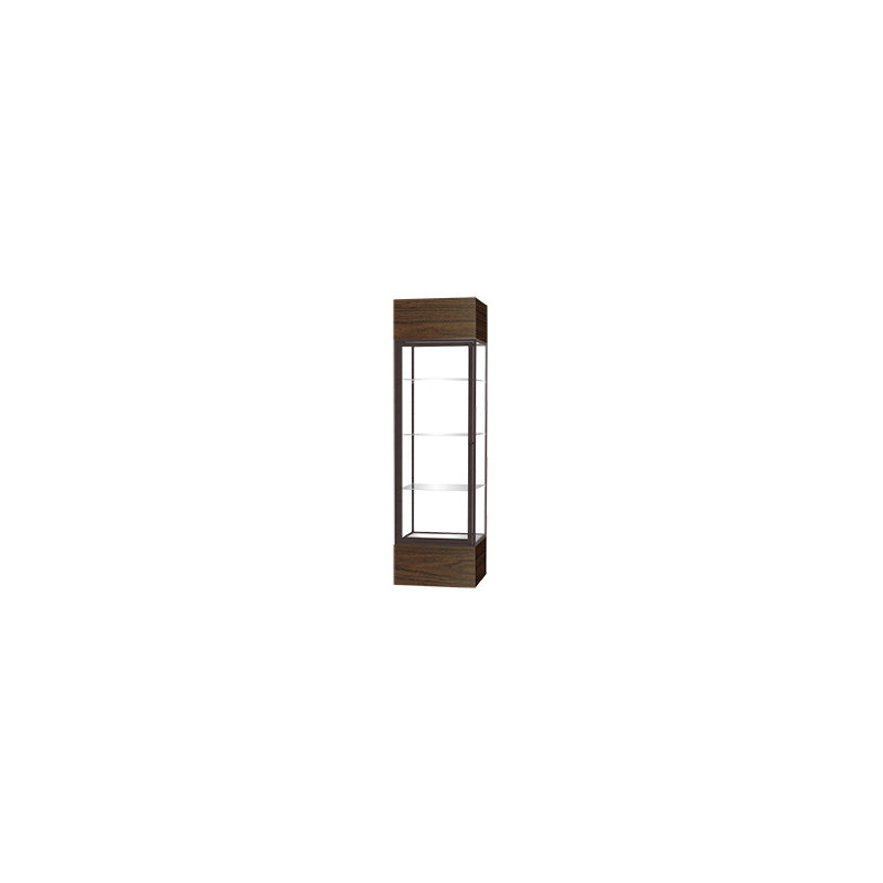  Vitrines en aluminium illuminé H 80 po x l 24 po Keepsake Series, Harwich, Bronze foncé, Noyer