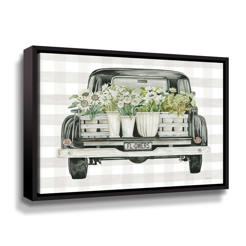 " Flowers Lovers Truck ", Black Framed Canvas, 18" H x 24" W x 2" D