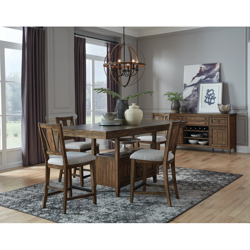 Radimir Extendable Pine Solid Wood Base Dining Table, Brown