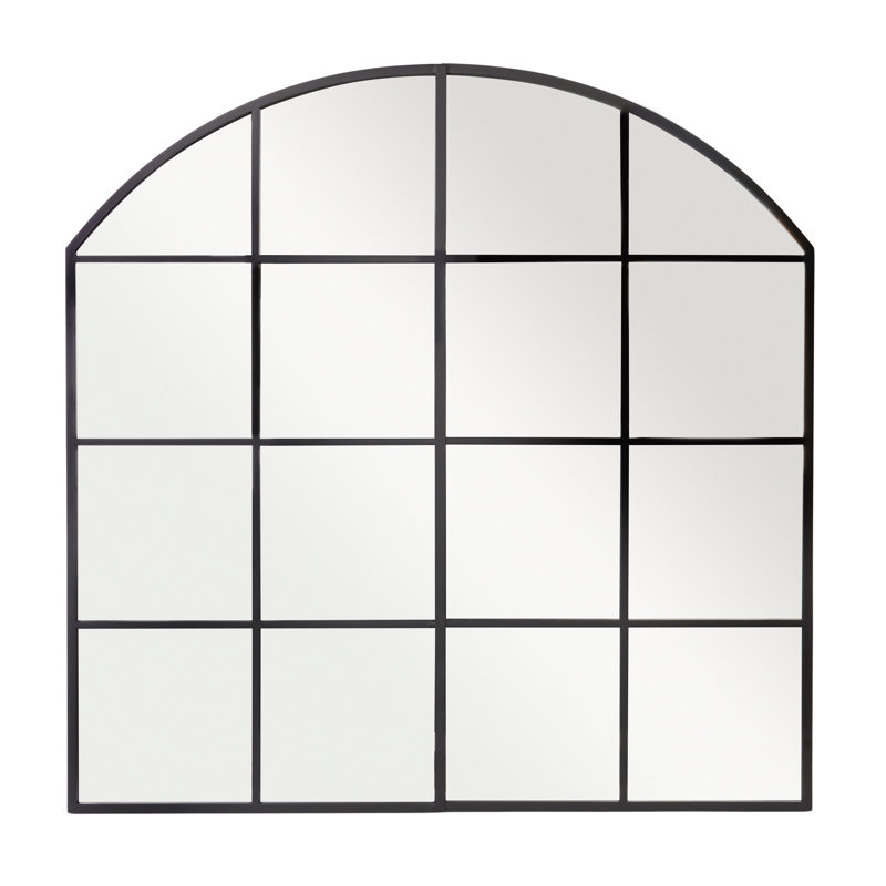 Eleanor Oversized Black Metal Arched Window Pane Wall Mirror