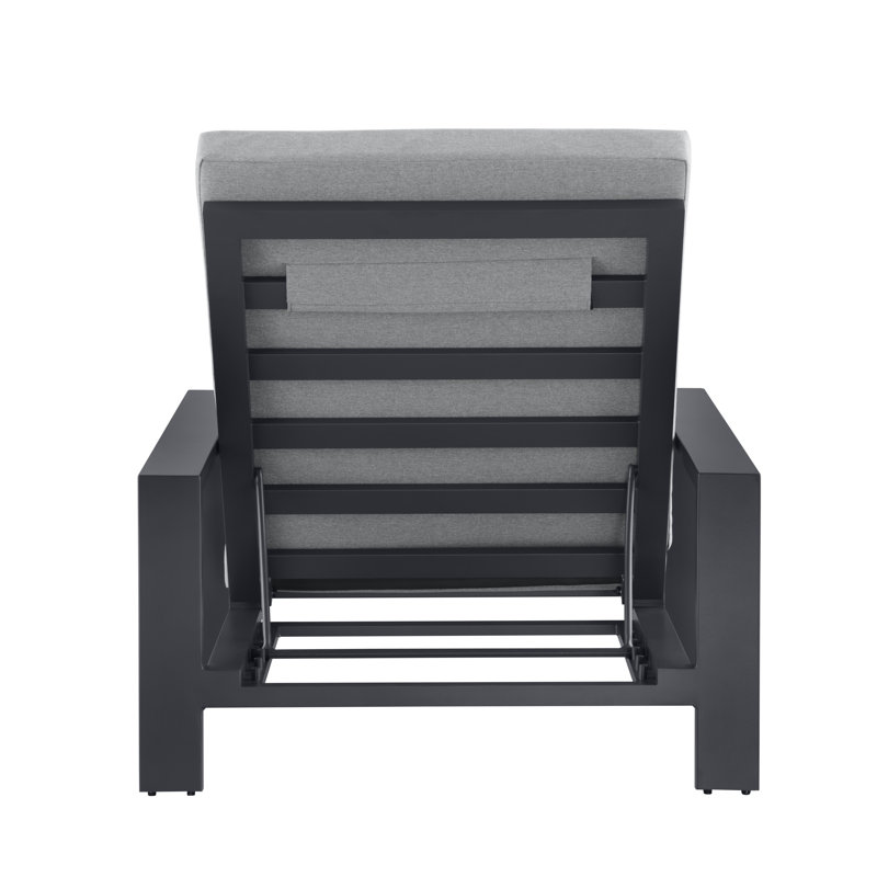 Chaise longue d'extérieur en métal Hoyt, Coussin grisâtre / cadre blanc neige, Grey