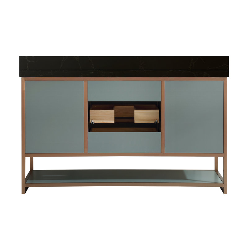 60" Freestanding Standard Bathroom Vanity with Top, Black