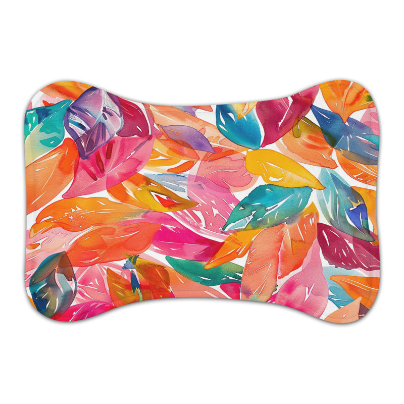 Fall Foliage Watercolor - Bone Shape Feeding Mat