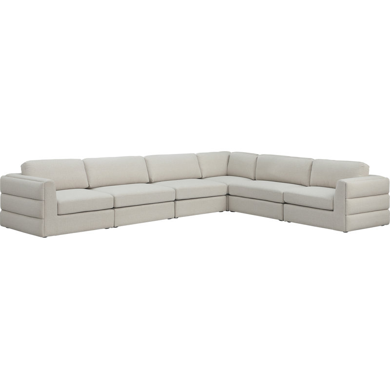 Canapé modulaire réversible de large de 152 po avec repose-pieds Howardine, Tissu beige texturé en lin