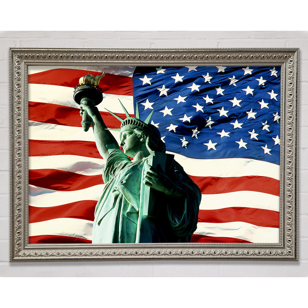 Stars And Stripes With Lady Liberty - Einzelner Bilderrahmen Kunstdrucke