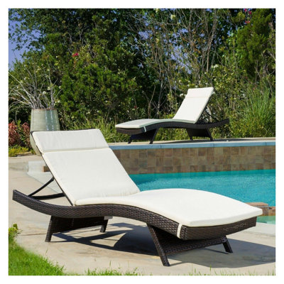 Salem Outdoor Chaise Lounge Cushion - Beige Fabric with Foam Fill for Garden and Patio