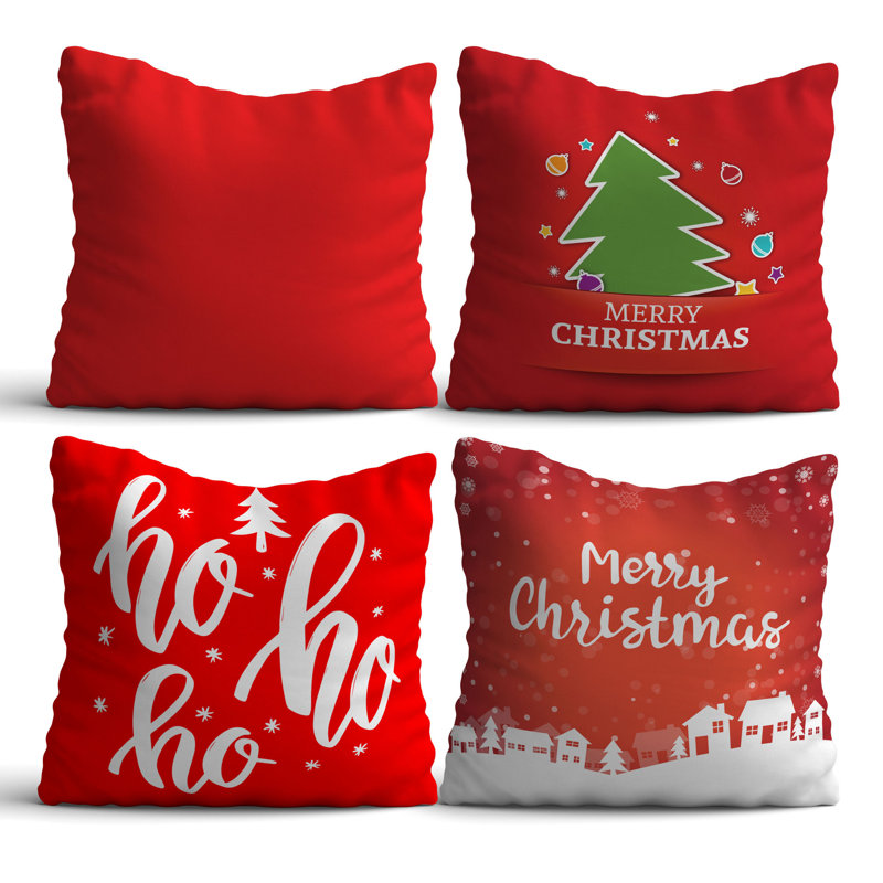 Premium Cushion Set (4 Pieces), 17.0 x 17.0 Inches, 50% Cotton / 50% Polyester | Machine Washable, Digital Print Design | Soft & Durable, Perfect for Living Room, Patio, and Bedroom Decor