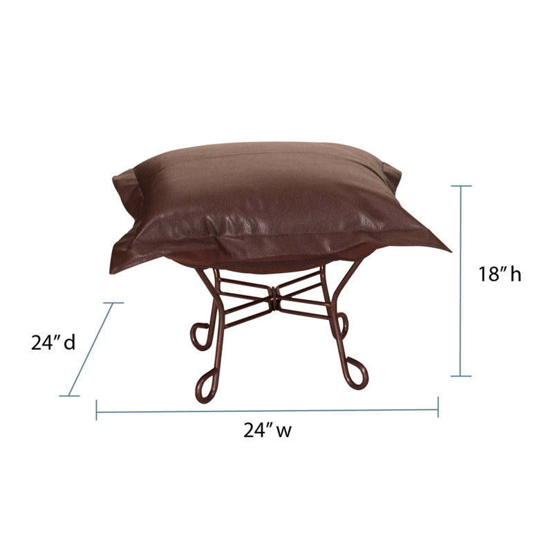 Dianaliz Faux Leather Ottoman, Pecan Faux Leather