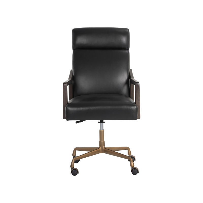 Collin Leather Swivel Office Chair, Cortina Black Genuine Leather